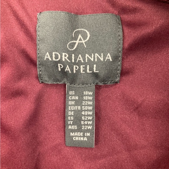 Adrianna Pepell Long Sleeve Velvet Tuxedo Faux Wrap Dress size 18W in Maroon - Picture 11 of 13